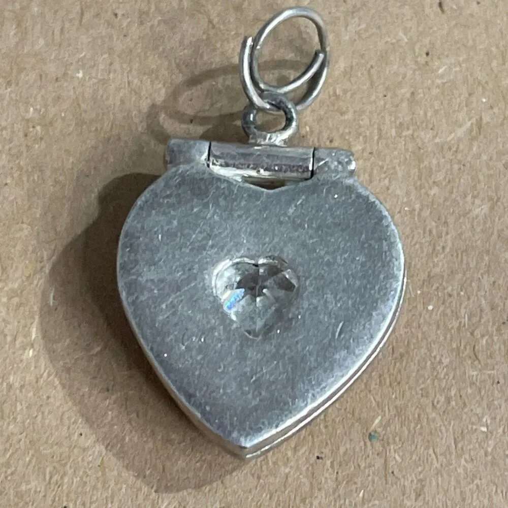 Jezlaine Jez Sterling Silver Crystal Mother Heart Locket Pendant Charm